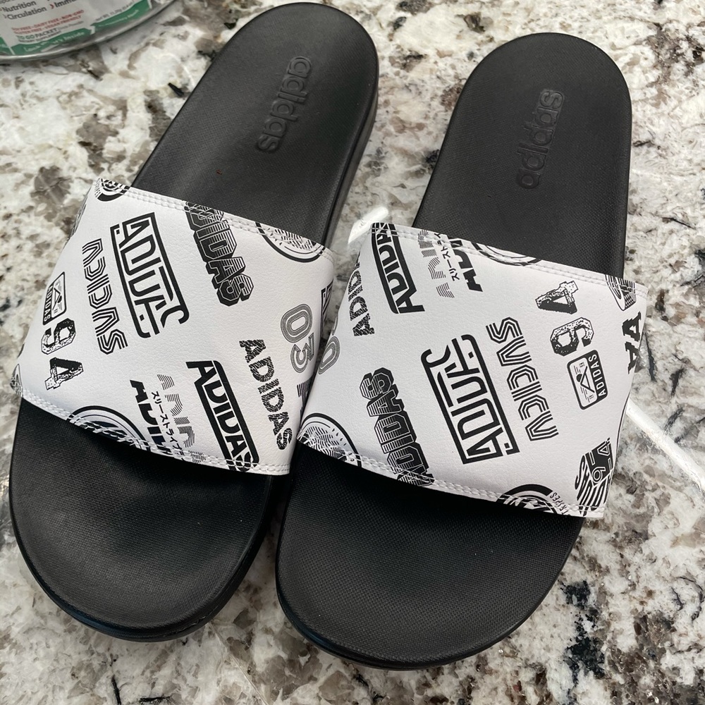 Adidas Adilette Comfort Slide Blk/Wht US Men's